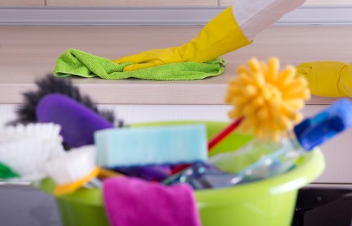 Deep cleaning process in a bright home interior