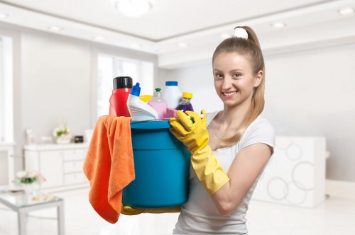 Sanitized commercial restroom as part of professional cleaning