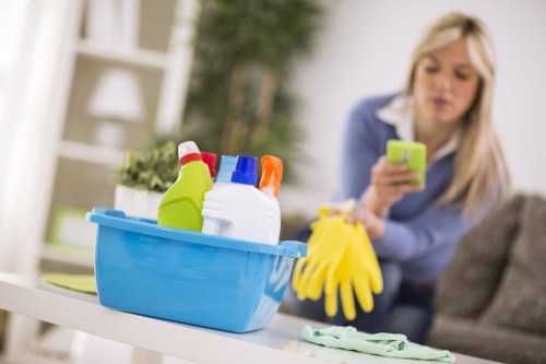 Kitchen house cleaning with polished countertops and organized surfaces